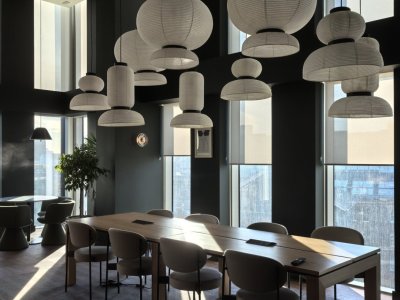 Shared residents’ long table by the windows