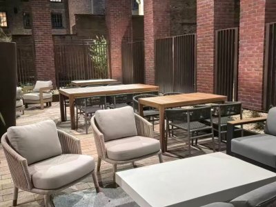 Covered communal courtyard, not private outdoor space